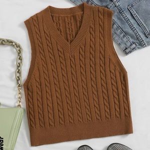 V Neck Cable Knit Sweater Vest